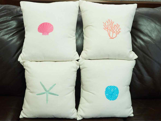 Set of 4 Seaside Needlepoint Accent Pillows