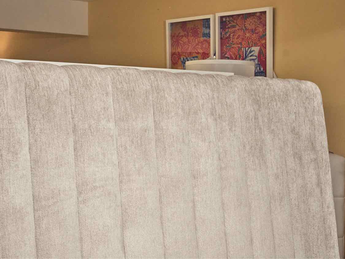 Interlude Home Custom Channel Back Upholstered Sliver Gray  King Bed