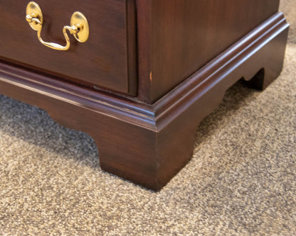 Henkel Harris Mahogany Bedside Chest with Brass Chippendale Pulls