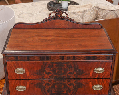 Mahogany 5 Drawer Chest on Chest with Brass Hepplewhite Handles