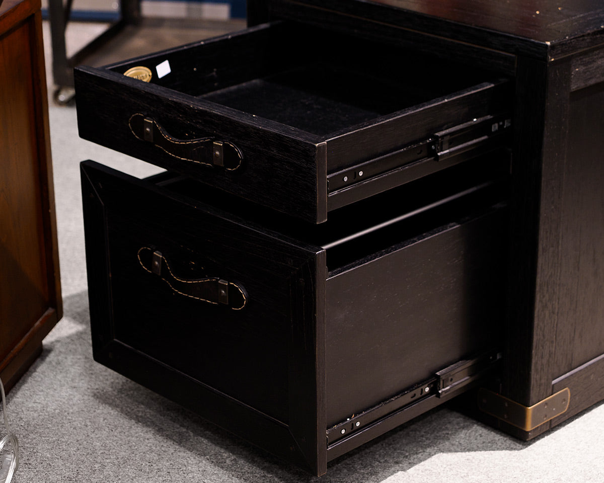 Arhaus Rolling Black Distressed File Cabinet
