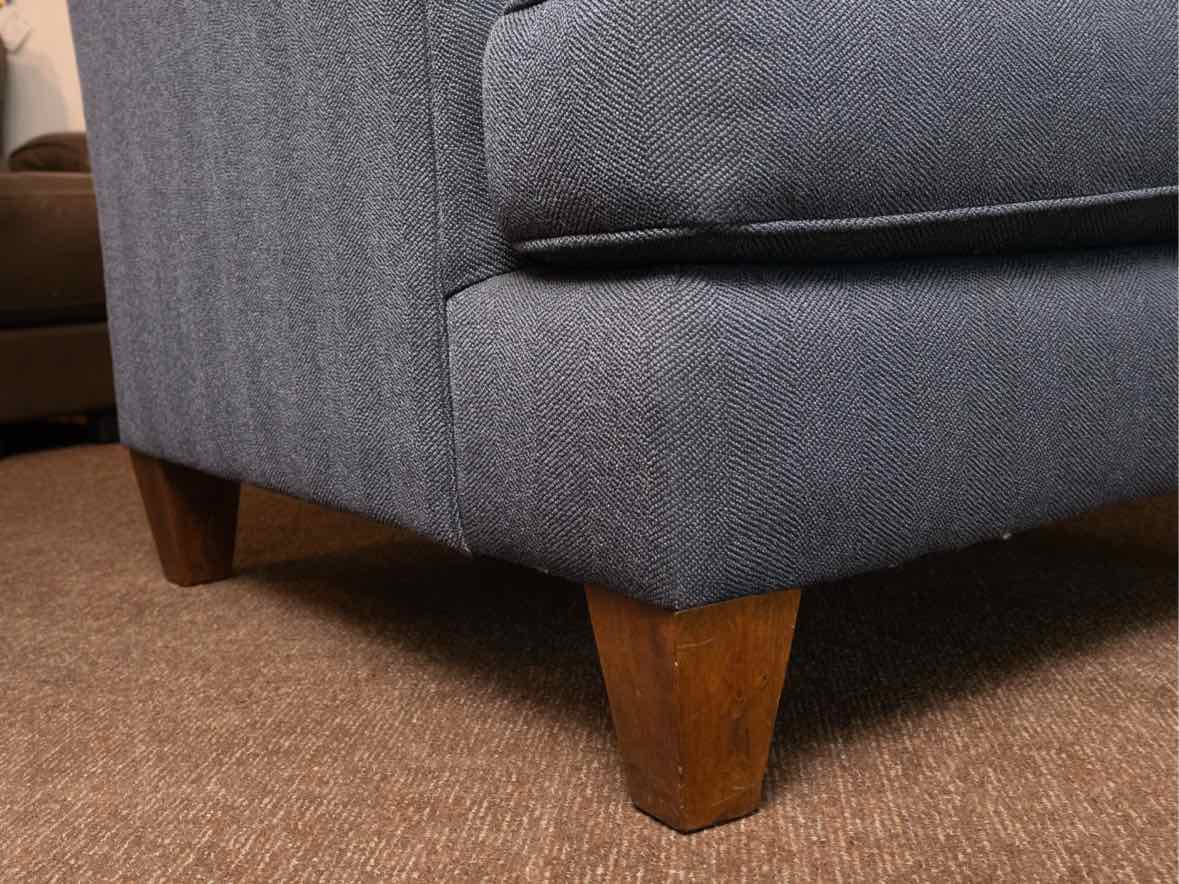 Pair Of King Hickory Navy Chevron Pattern Upholstered Transitional  Chairs