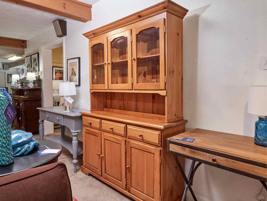 Pine 3  Glass Door 3 Drawer & Lower  3 Door  Hutch