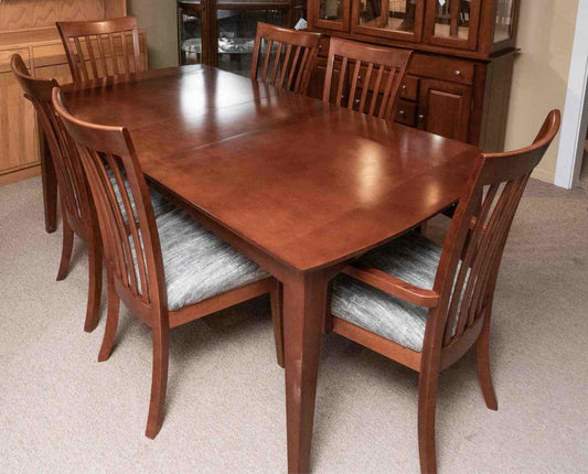 Birch Dining Table & (6) Birch Slat Back Dining Chair Set