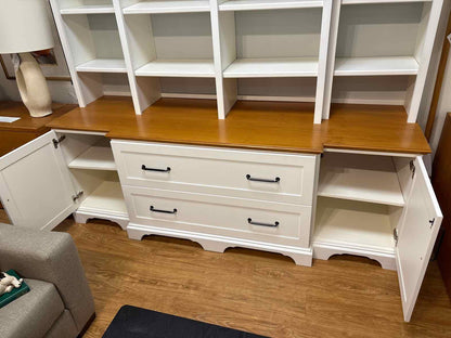 White and Cherry Custom Built Bookcase and Storage Cabinet