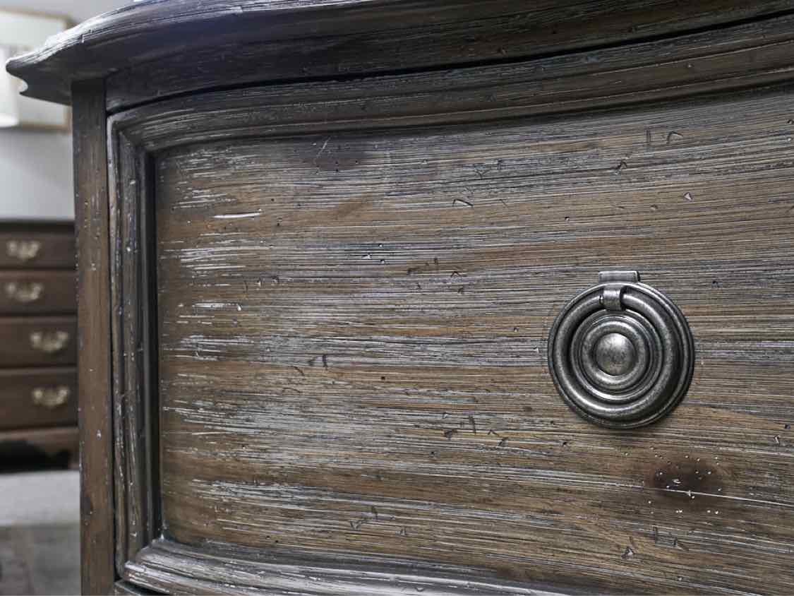 Pair of Dark Weathered Oak Two Drawer Nightstands