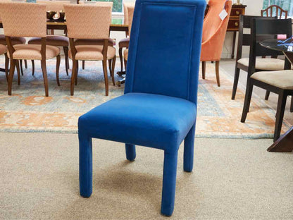 Set of 8 Selig  Blue Velour Dining Chairs