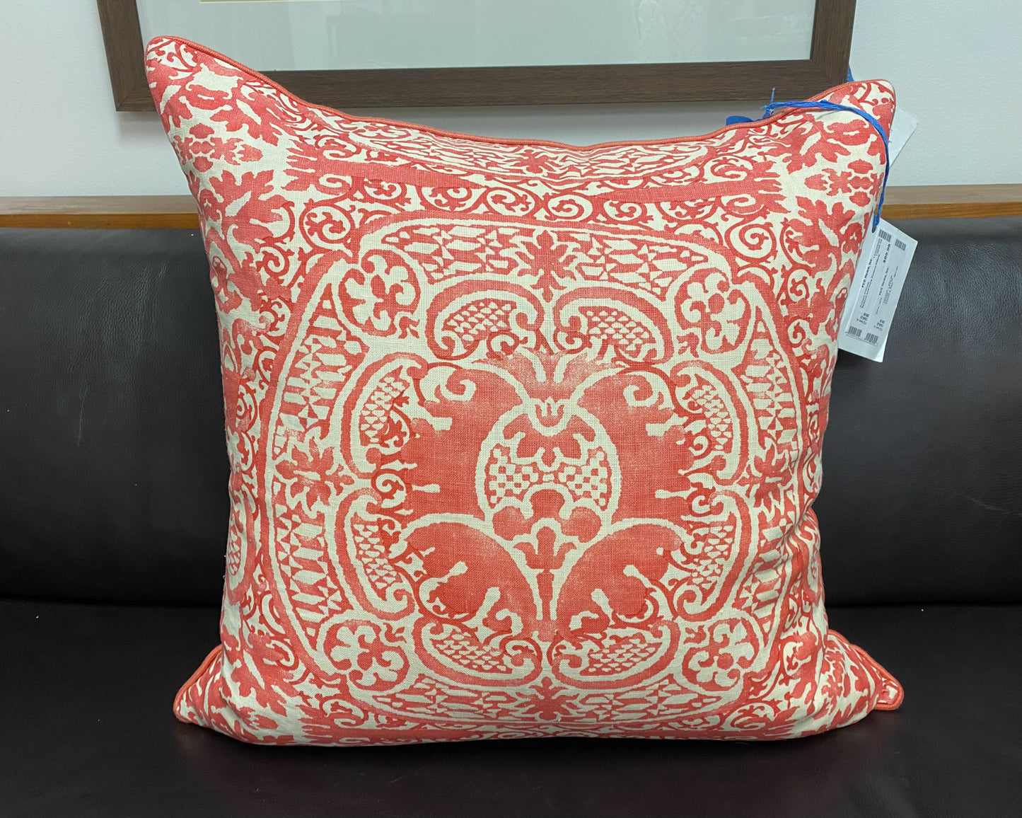 Salmon and Ivory Pattern Pillow