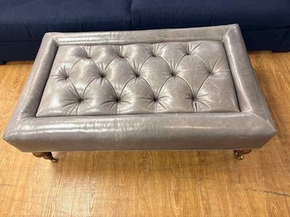 Stanford Leather Ottoman On Casters