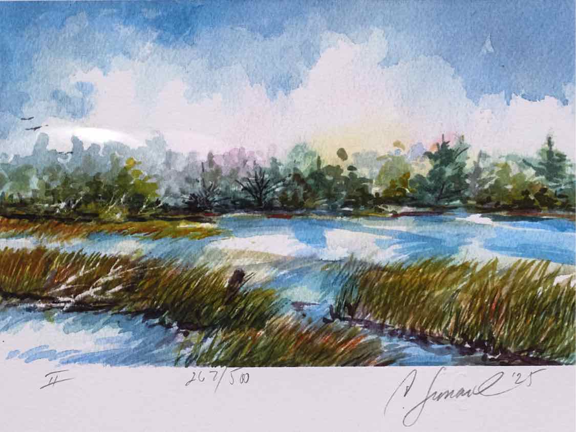 "Low Country II" Signed Numbered Double Matted Print in Gold Frame