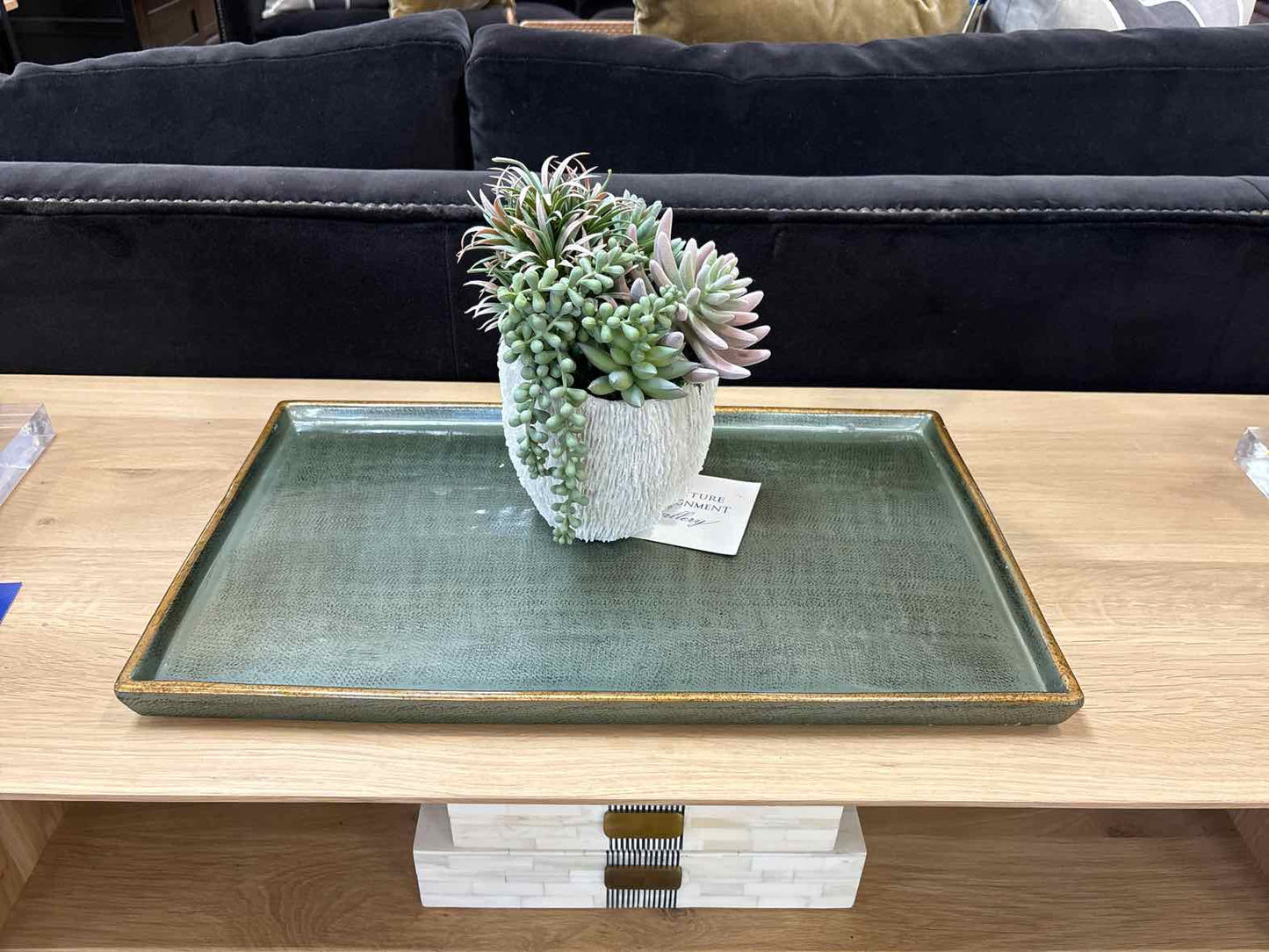 Arhaus Deep Sage Ceramic Tray