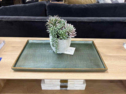 Arhaus Deep Sage Ceramic Tray