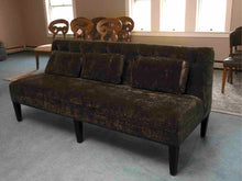 Charcoal Gray Durable Velvet Tufted Back & 3 Toss Pillows  Banquet Settee
