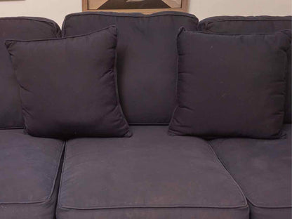 Navy Blue Cotton Canvas Fabric 3 Cushion Sock Arm Sofa