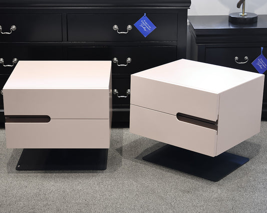 Pair of Cattelan Italia Matte Finish Ivory Nightstands