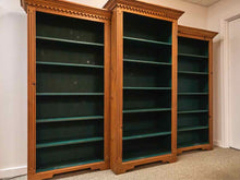 Three Piece Bookcase in Pine with Green Interior