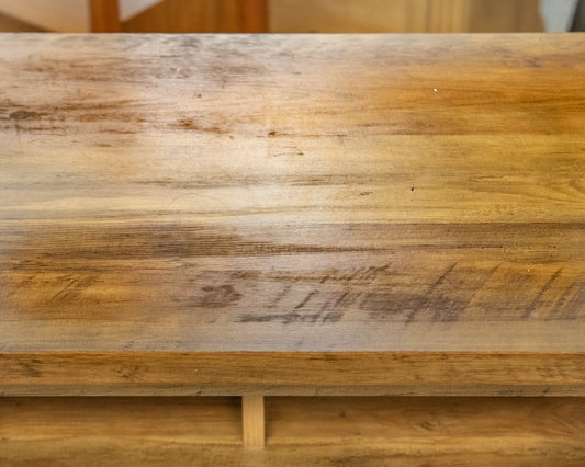 Media Console in Driftwood Finish Reclaimed Wood with Sliding Doors