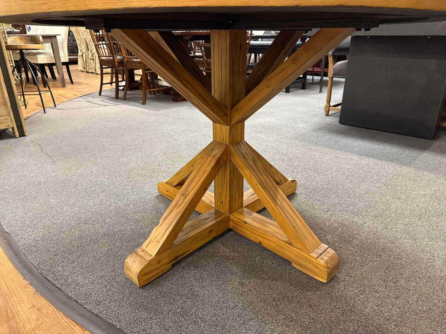 Round Dining Table with X-Base Pedestal