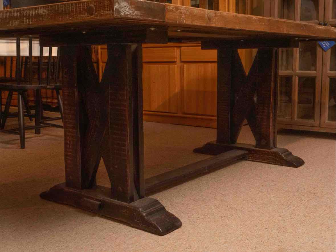 Arhaus  Rustic Reclaimed Wooden  Trestle Base Dining Table