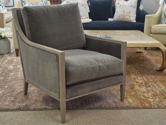 Pair of Restoration Hardware French Contemporary Luxe Track Arm Chairs