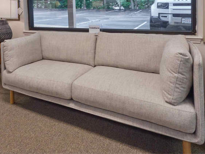Crate & Barrel Wells 73" Apartment Sofa in Gravel Twill Performance Fabric