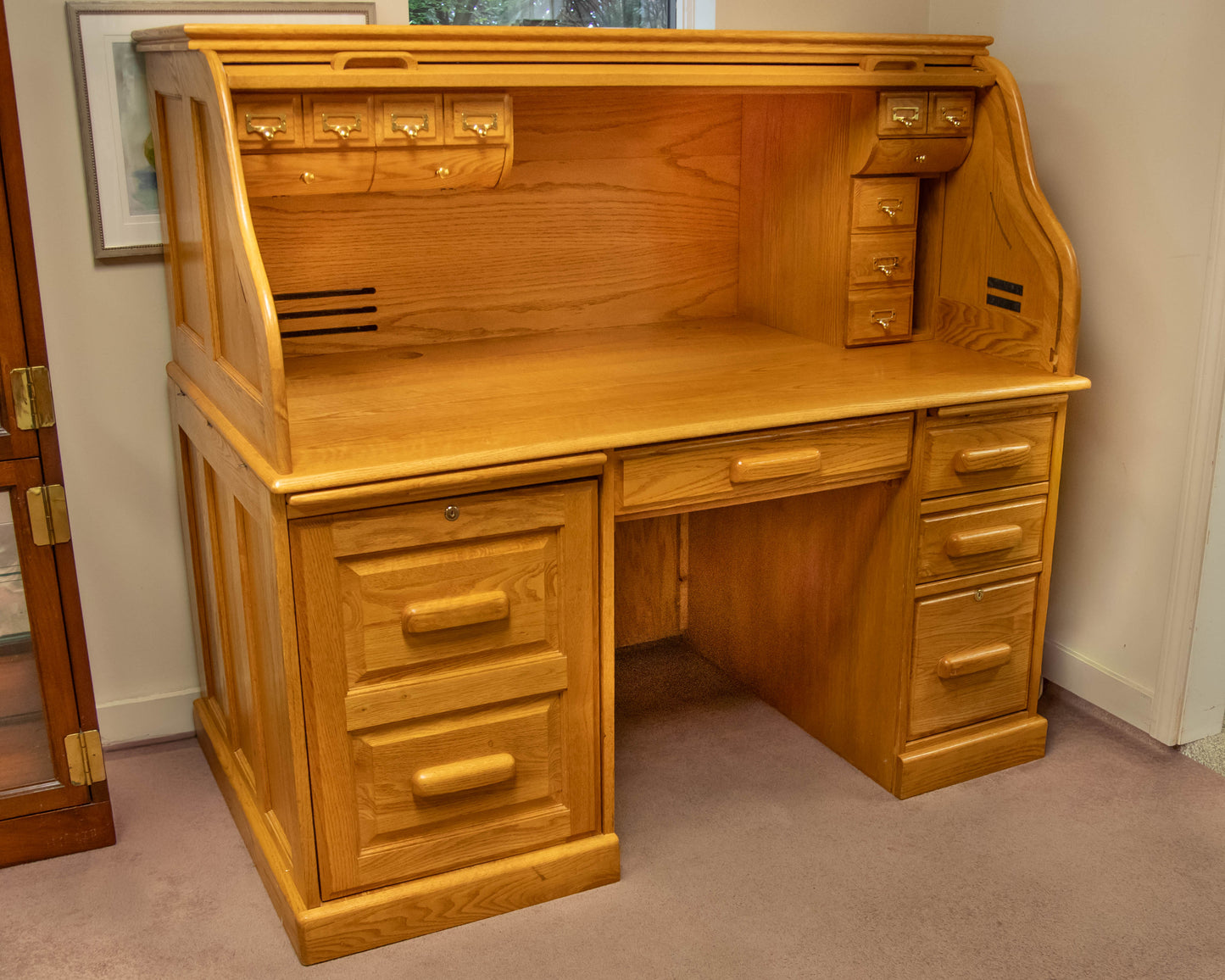 Golden Oak Roll-Top Desk