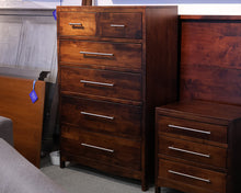 Yutsy Woodworking Six Drawer Chest in Dark Finish with Steel Pulls