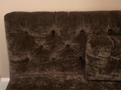 Charcoal Grey Durable Velvet Tufted Back & 2 Toss Pillows Settee
