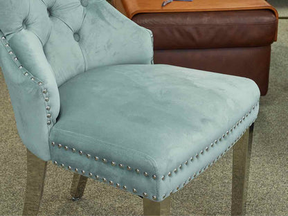 Pair of Gray Tufted Velvet Chairs
