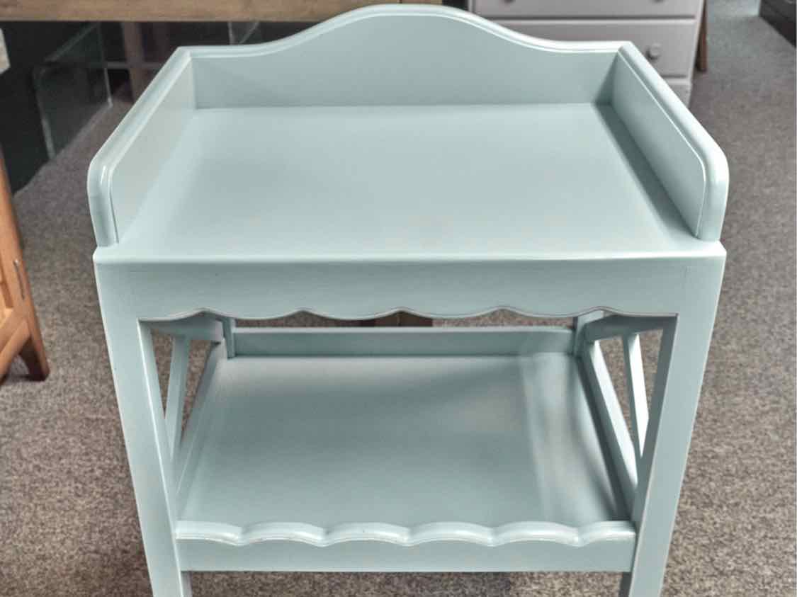 Pair of Pale Blue Cottage Side Tables with Lower Shelf