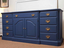 "Delphinium Blue' Finish 13 DrawerWith Brass Hardware Dresser