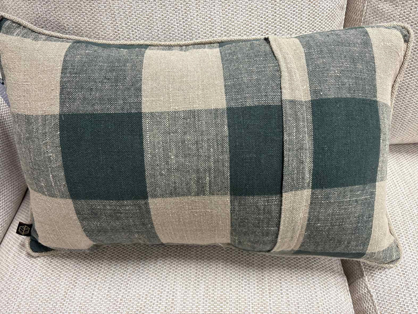 Haomy Buffalo Check Linen Lumbar Pillow