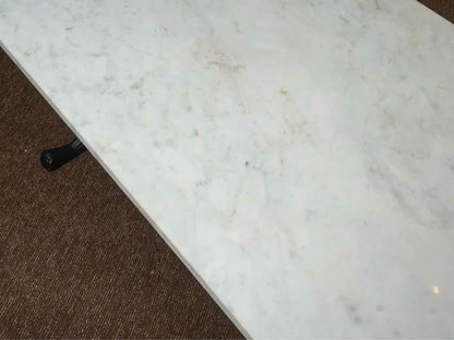 Pottery Barn White Marble Cocktail Table with Black Wrought Iron Base