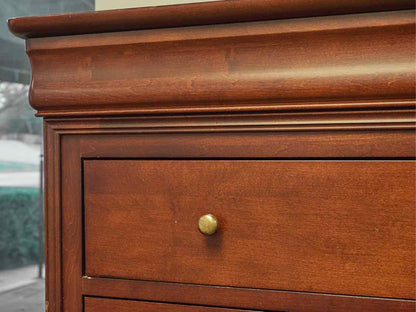 Louis Phillip Style Cherry Finish 7 Drawer Chest with Bronze Finish Knobs