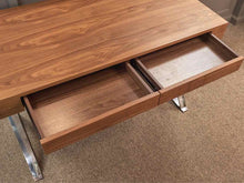 Contemporary Walnut Desk on Chrome Base