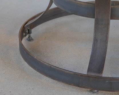 Ornate Zinc Top Beveled Egde Accent Table On Bronze Tone  Metal Base