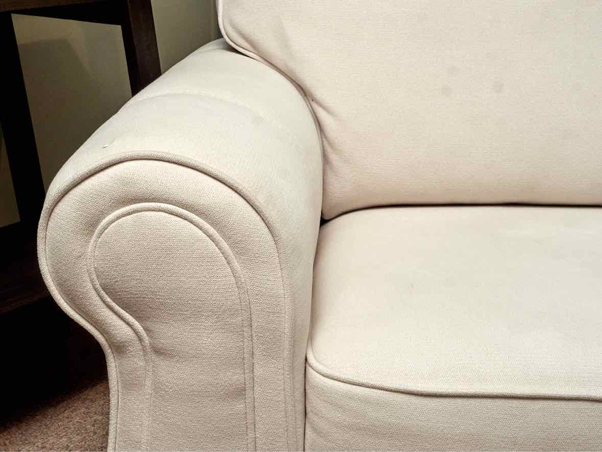 Ivory Upholstered  Rolled Arm Loveseat