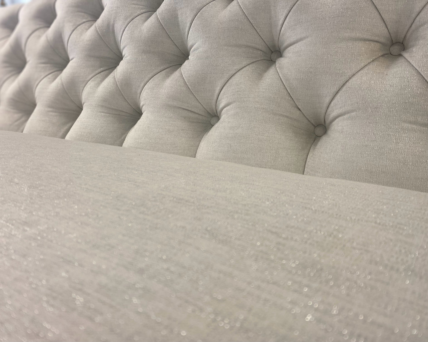 Lexington Chesterfield Cream with Metallic Sofa with Silver Nailhead Trim