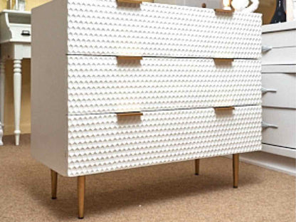 Adore Decor "Jolie' 3 Drawer White Finish Honeycomb Chest