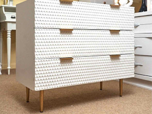 Adore Decor "Jolie' 3 Drawer White Finish Honeycomb Chest