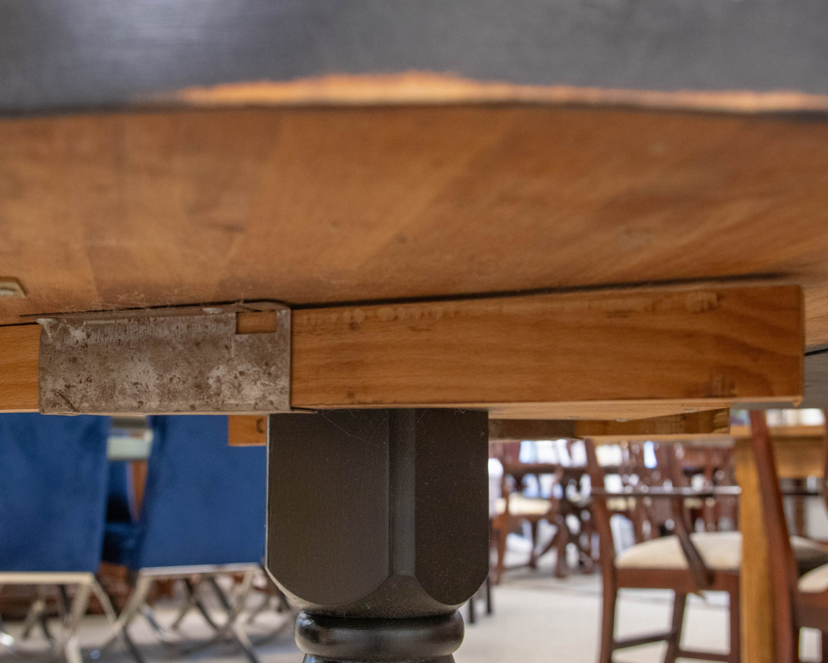 Maple Black Finish Distressed Drop Leaf Pedestal Table