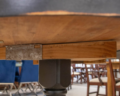 Maple Black Finish Distressed Drop Leaf Pedestal Table