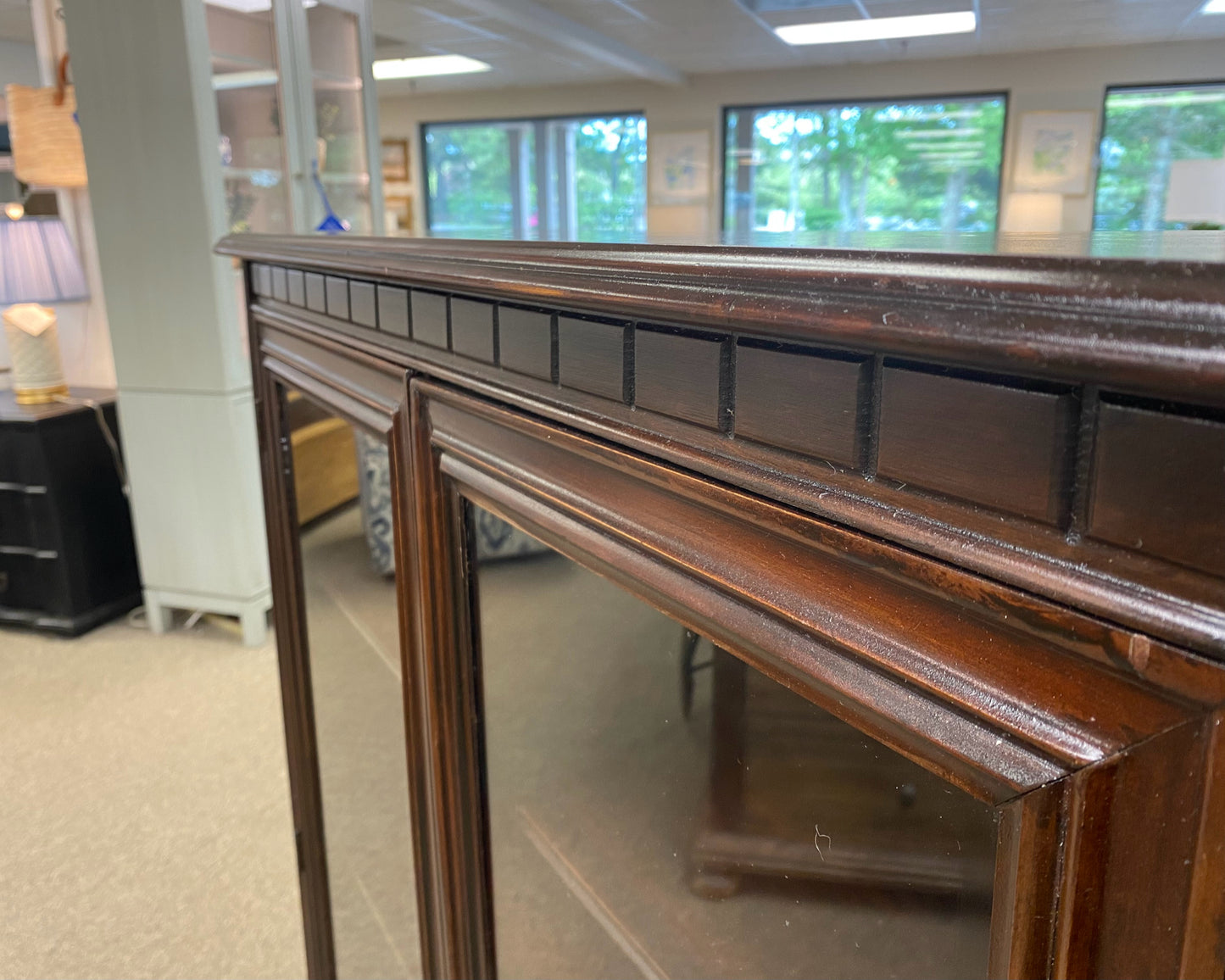 Mahogany Ribbon Glass Door Bookcase