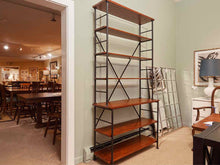 Cherry Finish & Black Metal Tall Bookcase