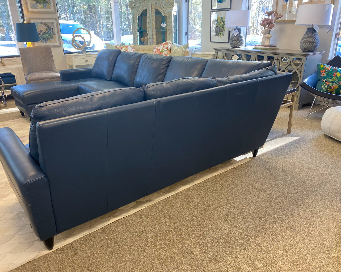 American Leather 3 Piece 'Bennett' Sectional with LAF Chaise in Marina Leather