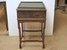 Ethan Allen Black Finish Chinoiserie Style Box On A Stand Accent Table