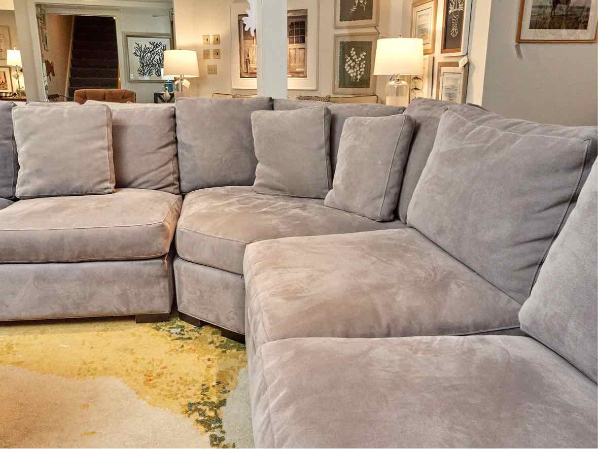 Crate & Barrel  Axis 3 Piece Armless Sectional In 'Pewter Grey' Ultra Suede