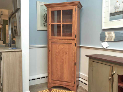 Golden Oak Display Cabinet with Pane Glass door & Wood Door
