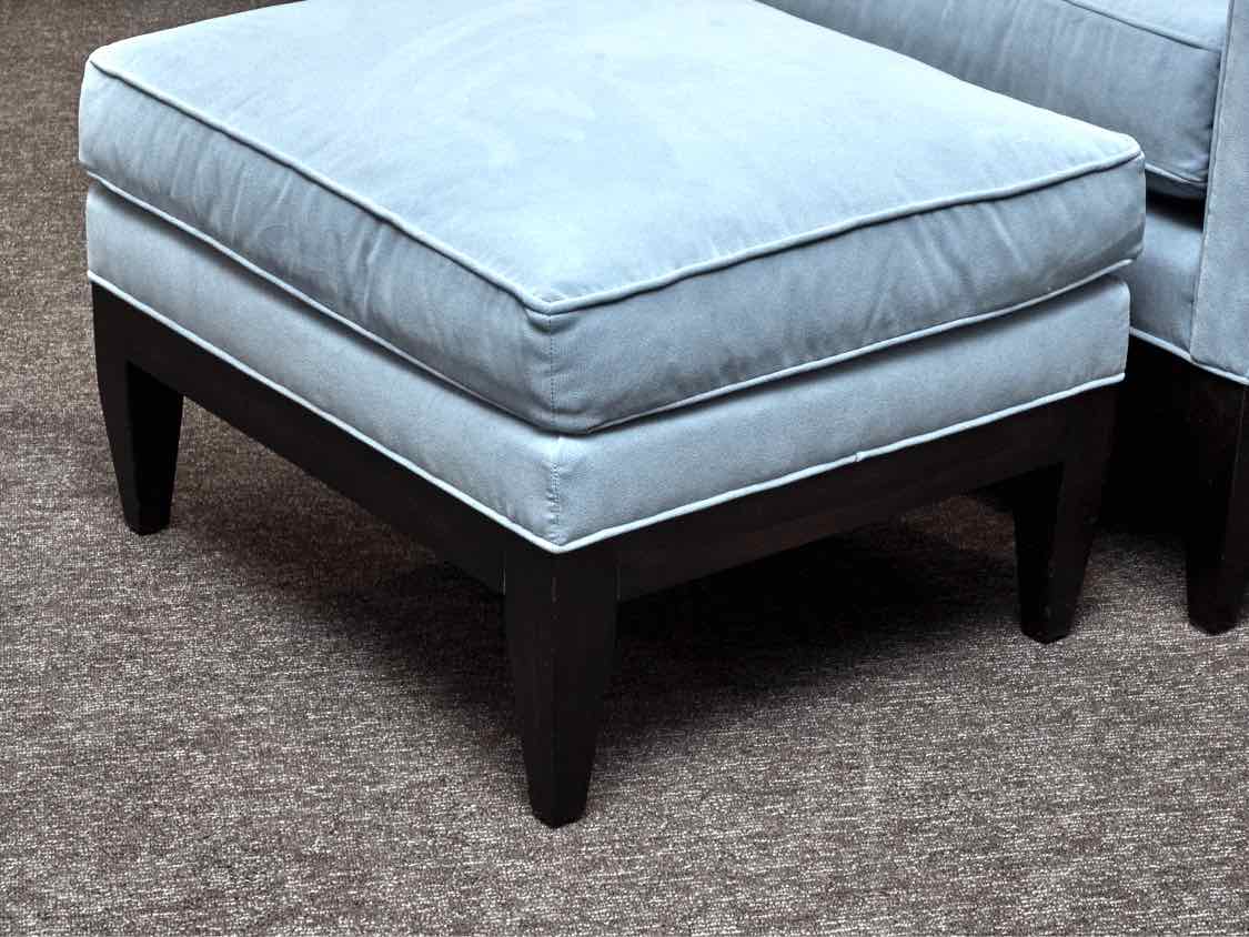 'Robin Egg' Blue Performance Velvet High Back Chair & Ottoman