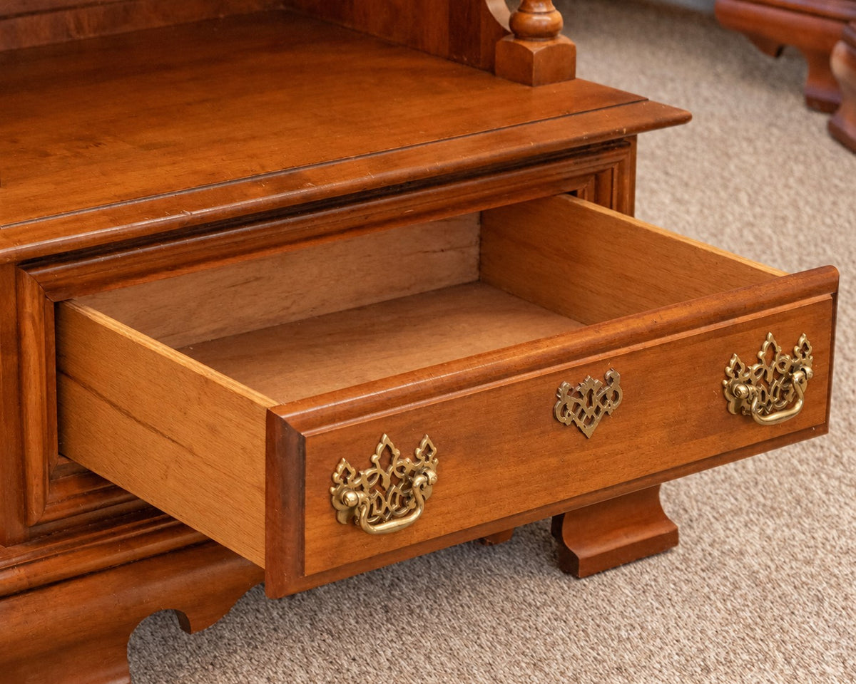 Pair of Cherry Wood 1 Drawer Nightstands with Open Storage